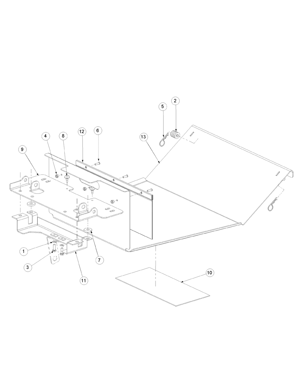 Floor Panel Assembly Diagram and Parts List for M60-KW ROPS-53CH5D8X750-25HP-OHV Cub Cadet Lawn Tractor